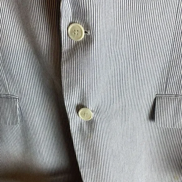 Adolfo Stripe Blue/White Men Blazer - Picture 5 of 14